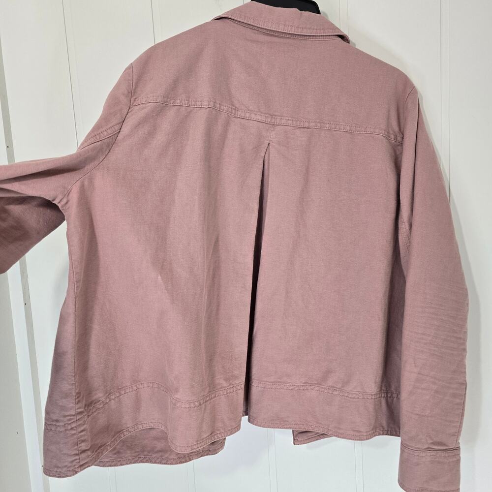 LOFT Linen Cotton Cropped Patch Pocket Jacket Dusty Pink Size Large - Picture 6 of 9